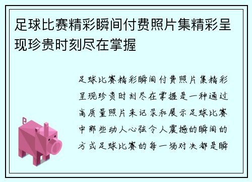 足球比赛精彩瞬间付费照片集精彩呈现珍贵时刻尽在掌握